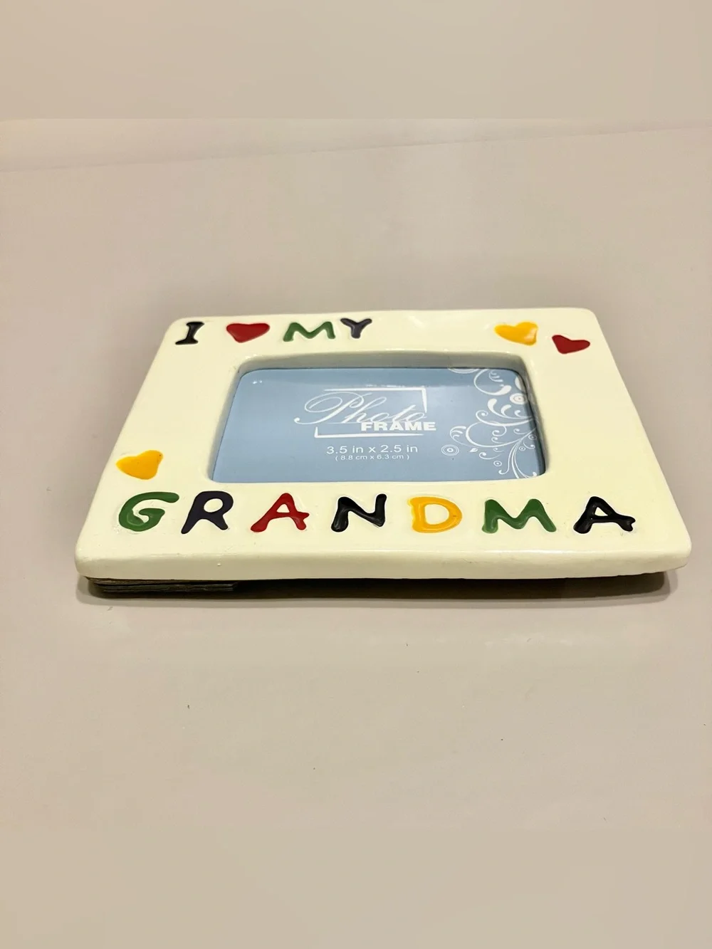 Vintage 90s Ceramic I‎ LOVE MY GRANDMA Photo Picture Frame 3.5 x 2.5